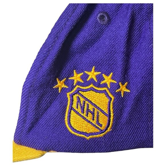 Vintage NHL LA Kings Crown Snapback Hat CCM Purple Gold Cap 100% Wool - Picture 6 of 9